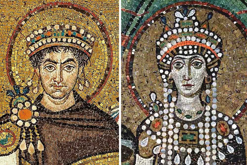 byzantine emperor justinian empress theodora mosaic