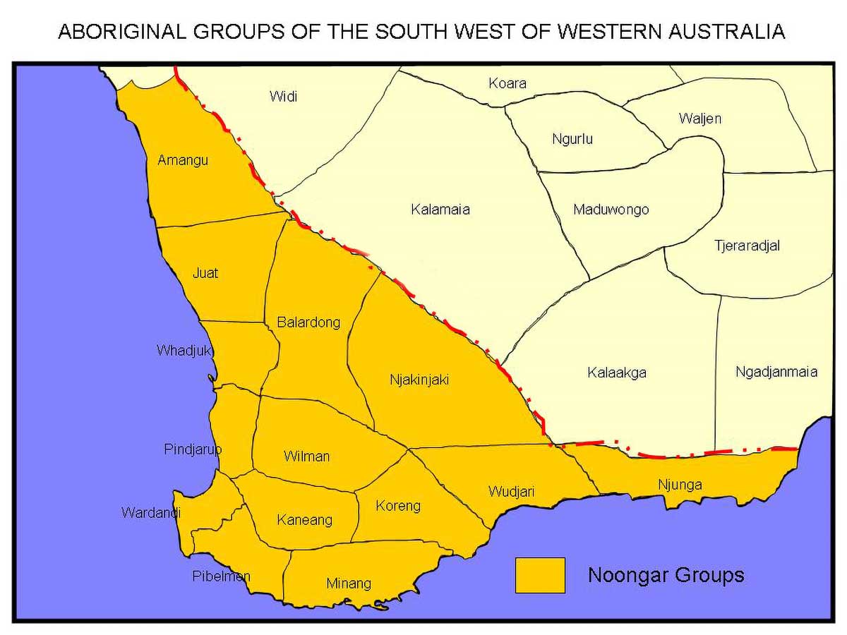 noongar map aboriginal languages