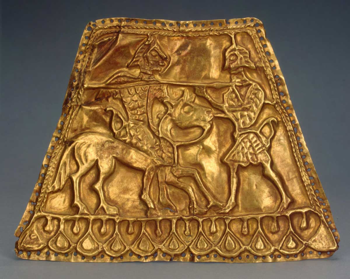 plate relief depicting combat