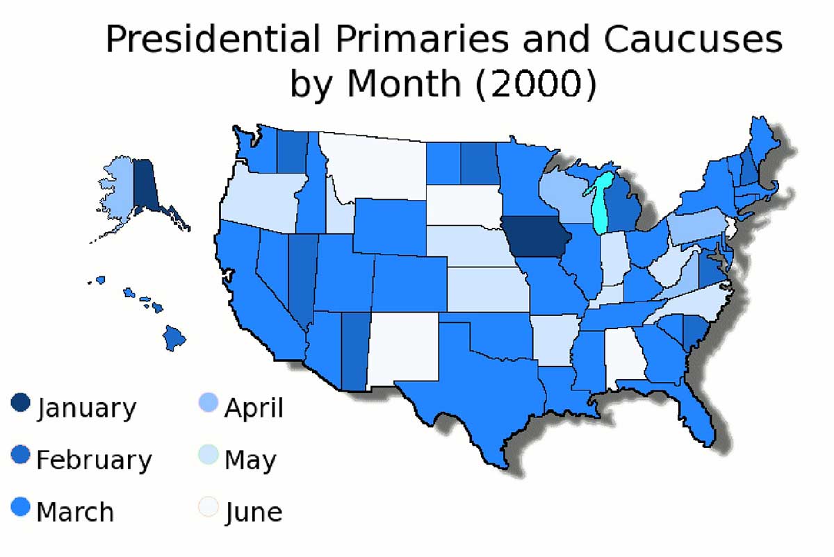 presidential primary month map