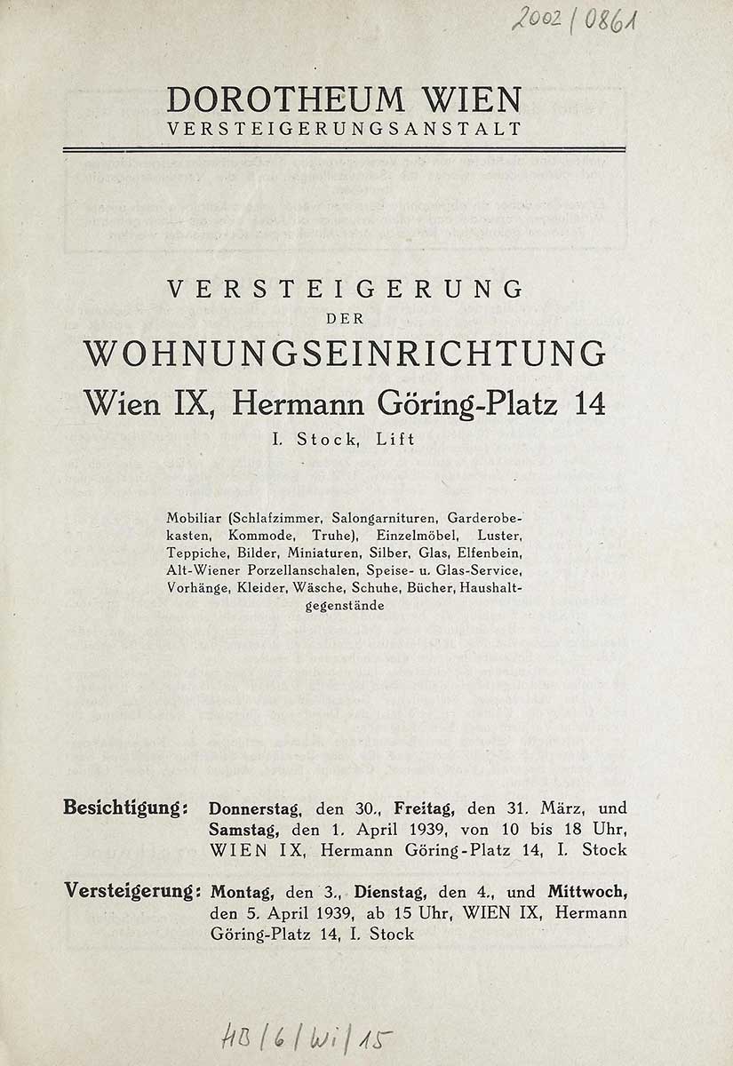 title page dorotheum auction catalog vienna