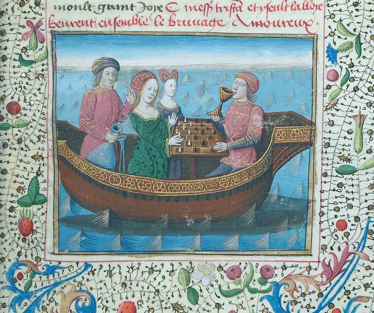 tristan and isolde boot schaakspel miniatuur 1470