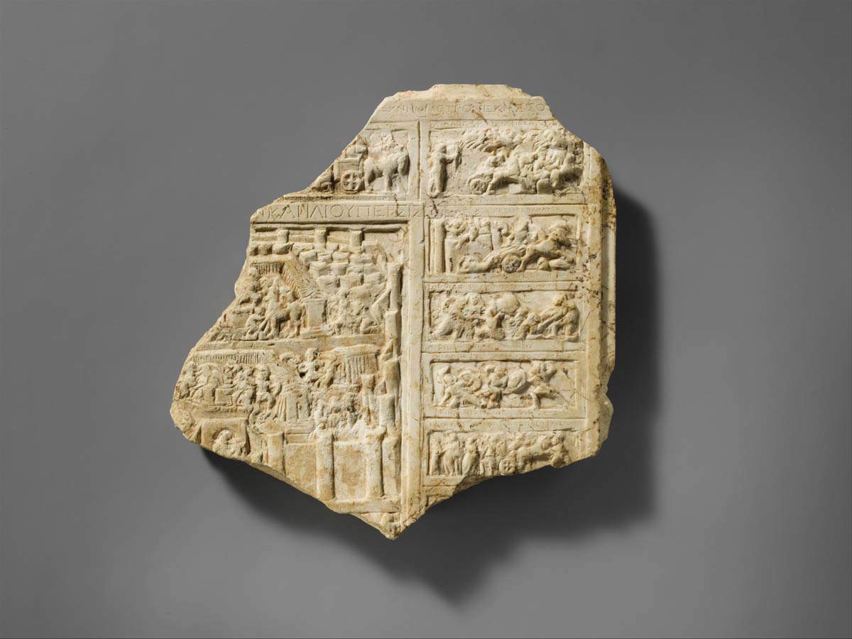 trojan war marble relief fragment