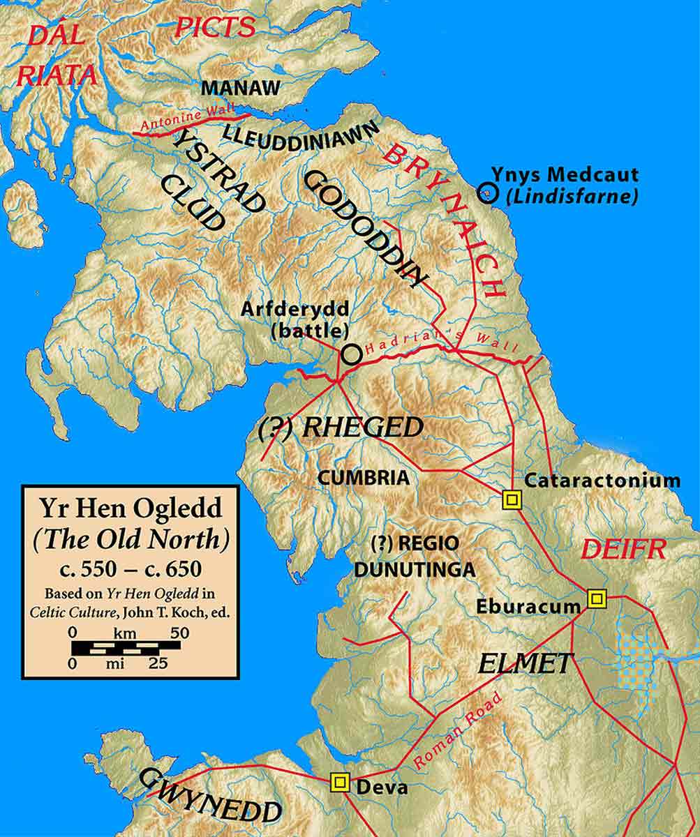 urien rheged kingdom map