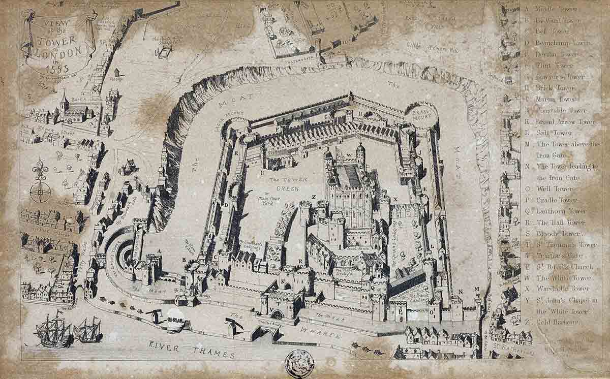 view of tower of london 1553